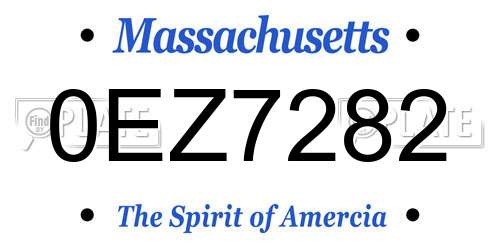 0EZ7282 Massachusetts License Plate
