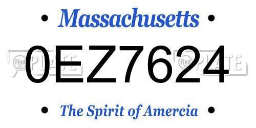 0EZ7624 Massachusetts License Plate