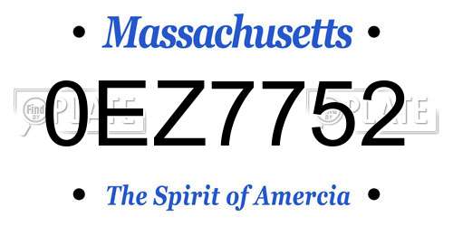 0EZ7752 Massachusetts License Plate