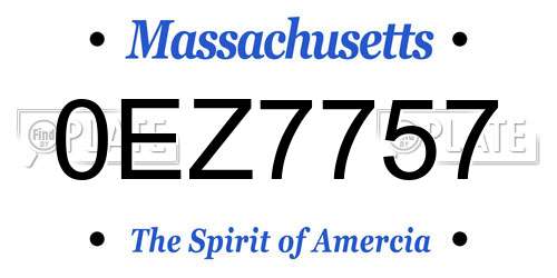 0EZ7757 Massachusetts License Plate