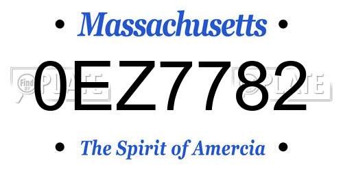 0EZ7782 Massachusetts License Plate
