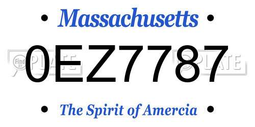 0EZ7787 Massachusetts License Plate