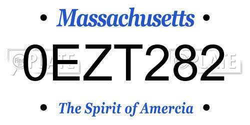 0EZT282 Massachusetts License Plate