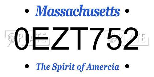 0EZT752 Massachusetts License Plate