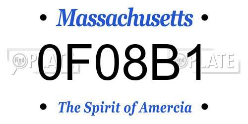 0F08B1 Massachusetts License Plate