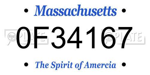 0F34167 Massachusetts License Plate