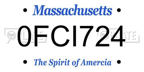 0FCI724 Massachusetts License Plate