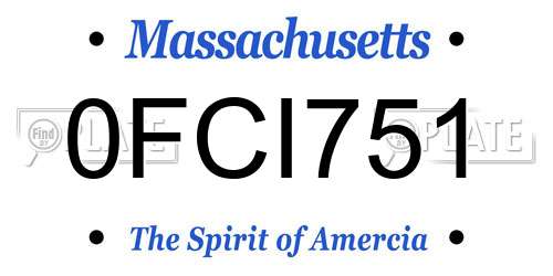 0FCI751 Massachusetts License Plate