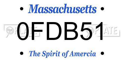 0FDB51 Massachusetts License Plate