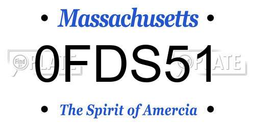 0FDS51 Massachusetts License Plate