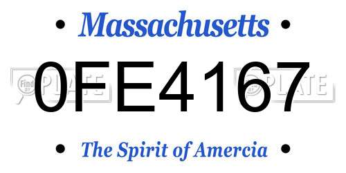 0FE4167 Massachusetts License Plate