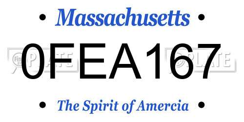 0FEA167 Massachusetts License Plate