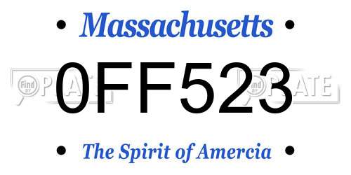 0FF523 Massachusetts License Plate