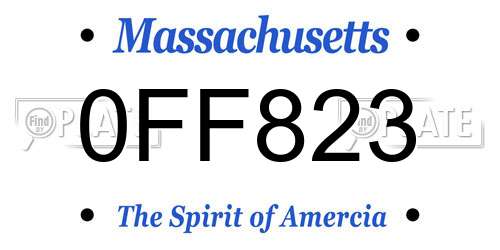 0FF823 Massachusetts License Plate