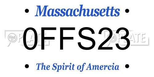 0FFS23 Massachusetts License Plate