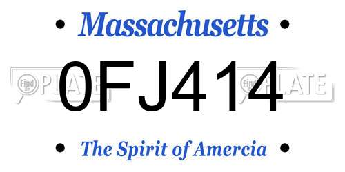 0FJ414 Massachusetts License Plate