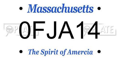 0FJA14 Massachusetts License Plate