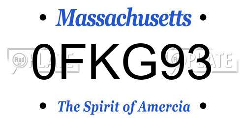 0FKG93 Massachusetts License Plate