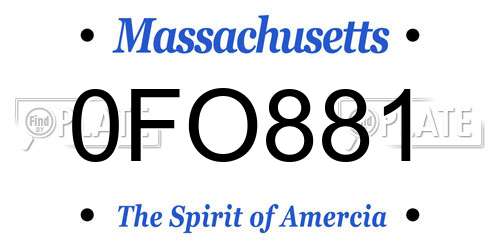 0FO881 Massachusetts License Plate