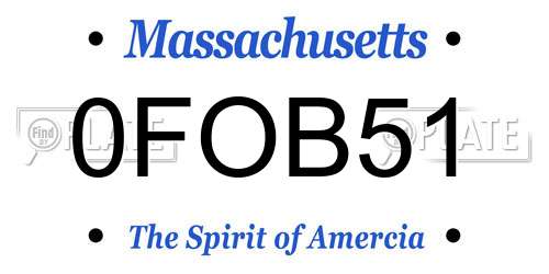 0FOB51 Massachusetts License Plate