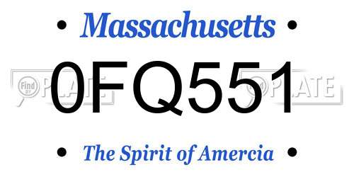0FQ551 Massachusetts License Plate