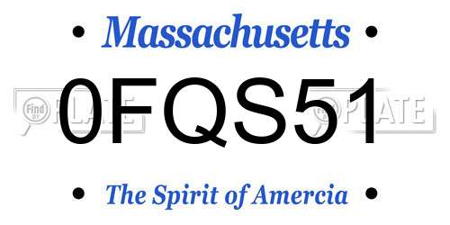 0FQS51 Massachusetts License Plate