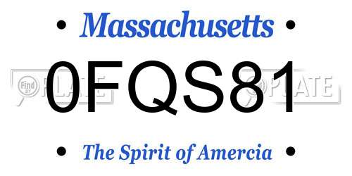 0FQS81 Massachusetts License Plate