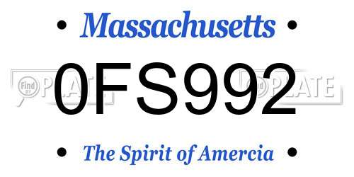 0FS992 Massachusetts License Plate