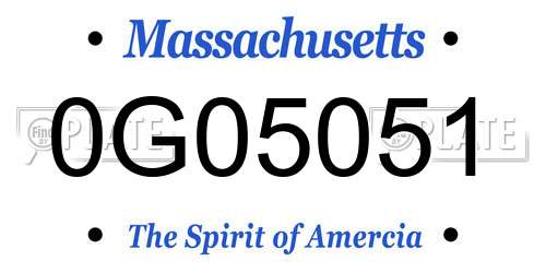 0G05051 Massachusetts License Plate