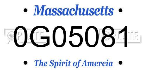 0G05081 Massachusetts License Plate