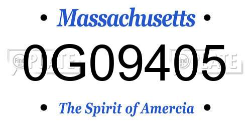 0G09405 Massachusetts License Plate