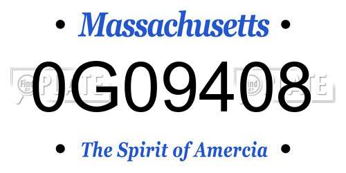 0G09408 Massachusetts License Plate