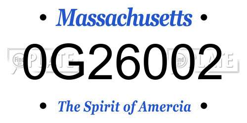 0G26002 Massachusetts License Plate