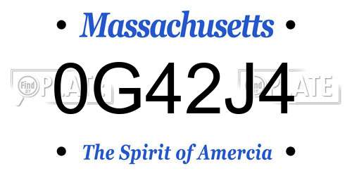 0G42J4 Massachusetts License Plate