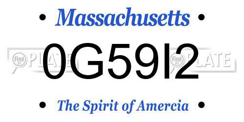 0G59I2 Massachusetts License Plate