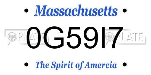 0G59I7 Massachusetts License Plate