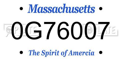 0G76007 Massachusetts License Plate