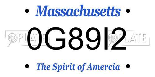 0G89I2 Massachusetts License Plate