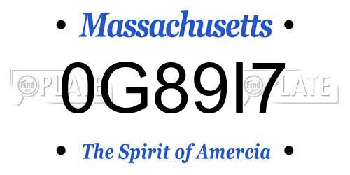 0G89I7 Massachusetts License Plate
