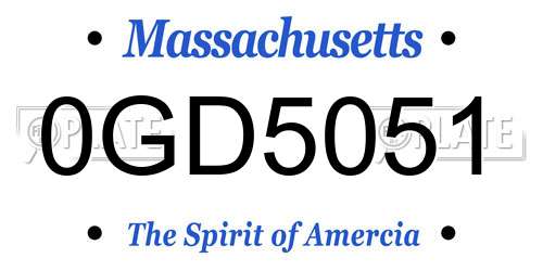 0GD5051 Massachusetts License Plate