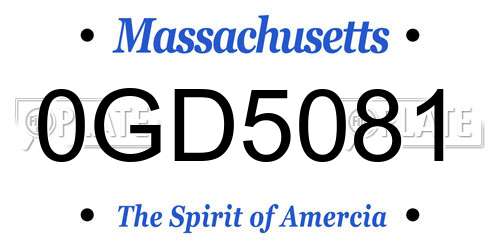 0GD5081 Massachusetts License Plate