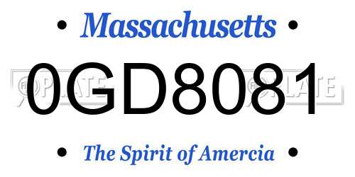 0GD8081 Massachusetts License Plate