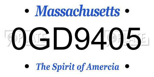 0GD9405 Massachusetts License Plate