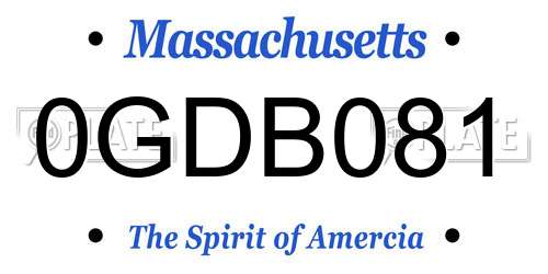 0GDB081 Massachusetts License Plate