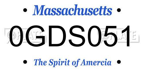 0GDS051 Massachusetts License Plate