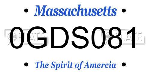0GDS081 Massachusetts License Plate