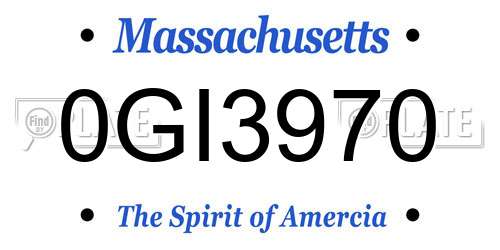 0GI3970 Massachusetts License Plate