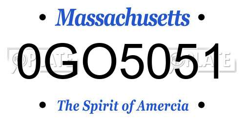 0GO5051 Massachusetts License Plate