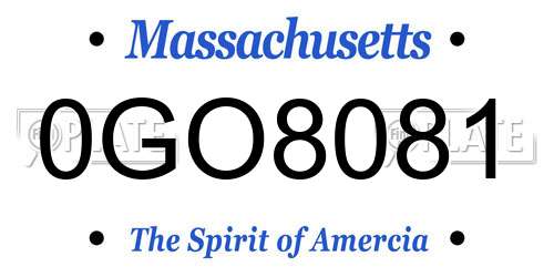 0GO8081 Massachusetts License Plate