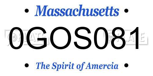 0GOS081 Massachusetts License Plate